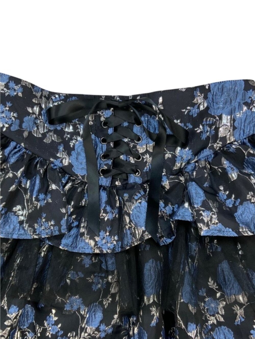 Dolls Kill Widow Fanged Faerie Brocade Mini Skirt M Blue Floral NEW - Picture 11 of 15